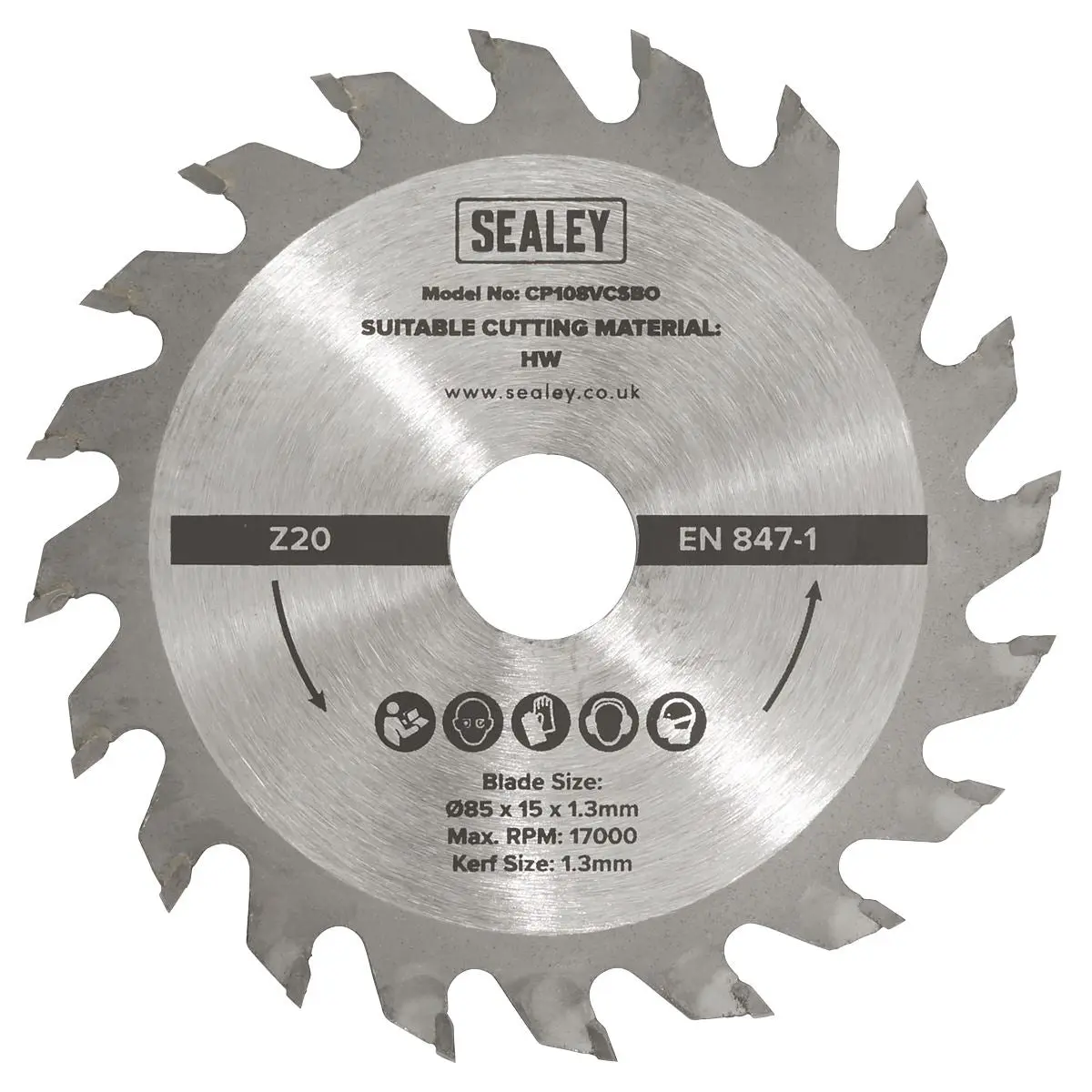 Sealey Circular Saw Blade Ø85 x 15 x 1.3mm 20tpu - Image 2