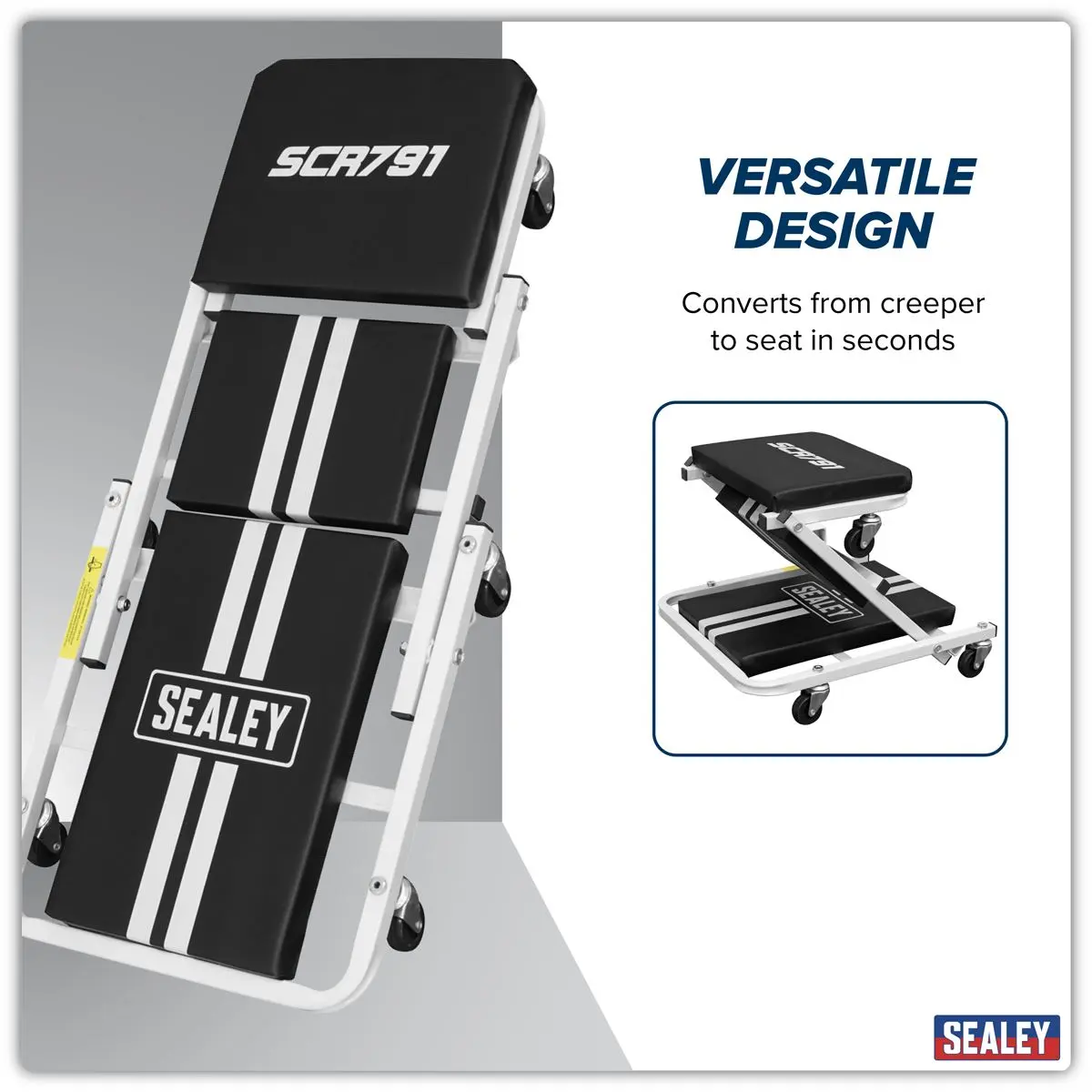Sealey Compact Steel Creeper/Seat with 6 Wheels - Image 2