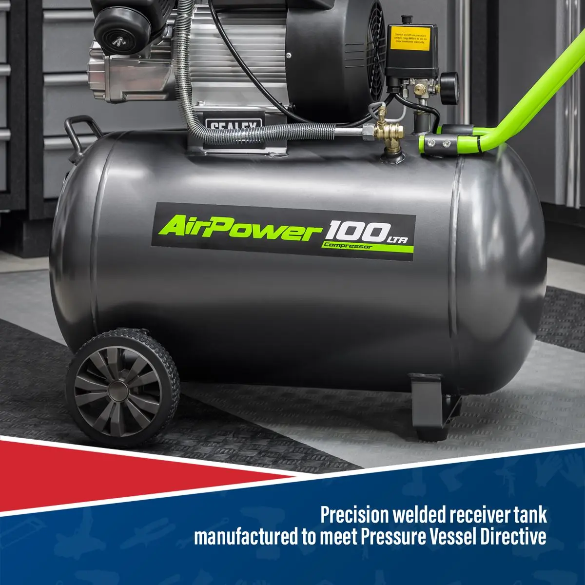 Sealey 100L V-Twin Direct Drive Air Compressor 3hp - Image 3