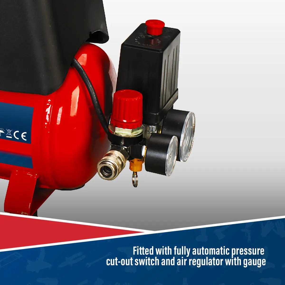 Sealey 6L Oil Free Belt Drive Air Compressor 1.5hp - Image 5