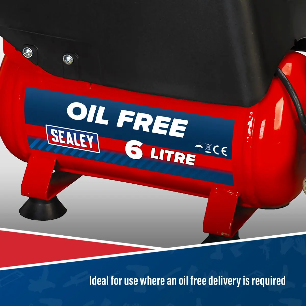 Sealey 6L Oil Free Belt Drive Air Compressor 1.5hp - Image 6