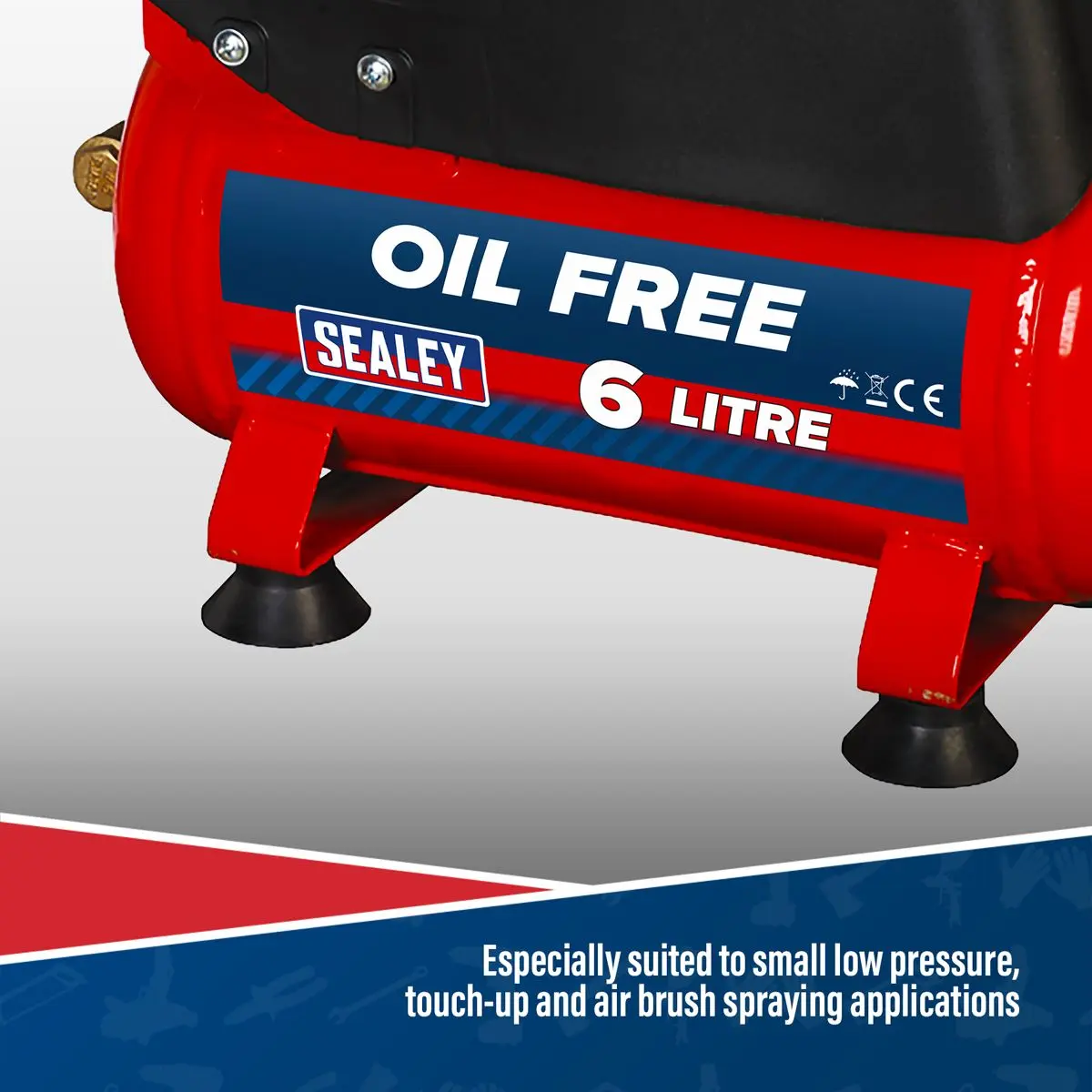 Sealey 6L Oil Free Belt Drive Air Compressor 1.5hp - Image 8