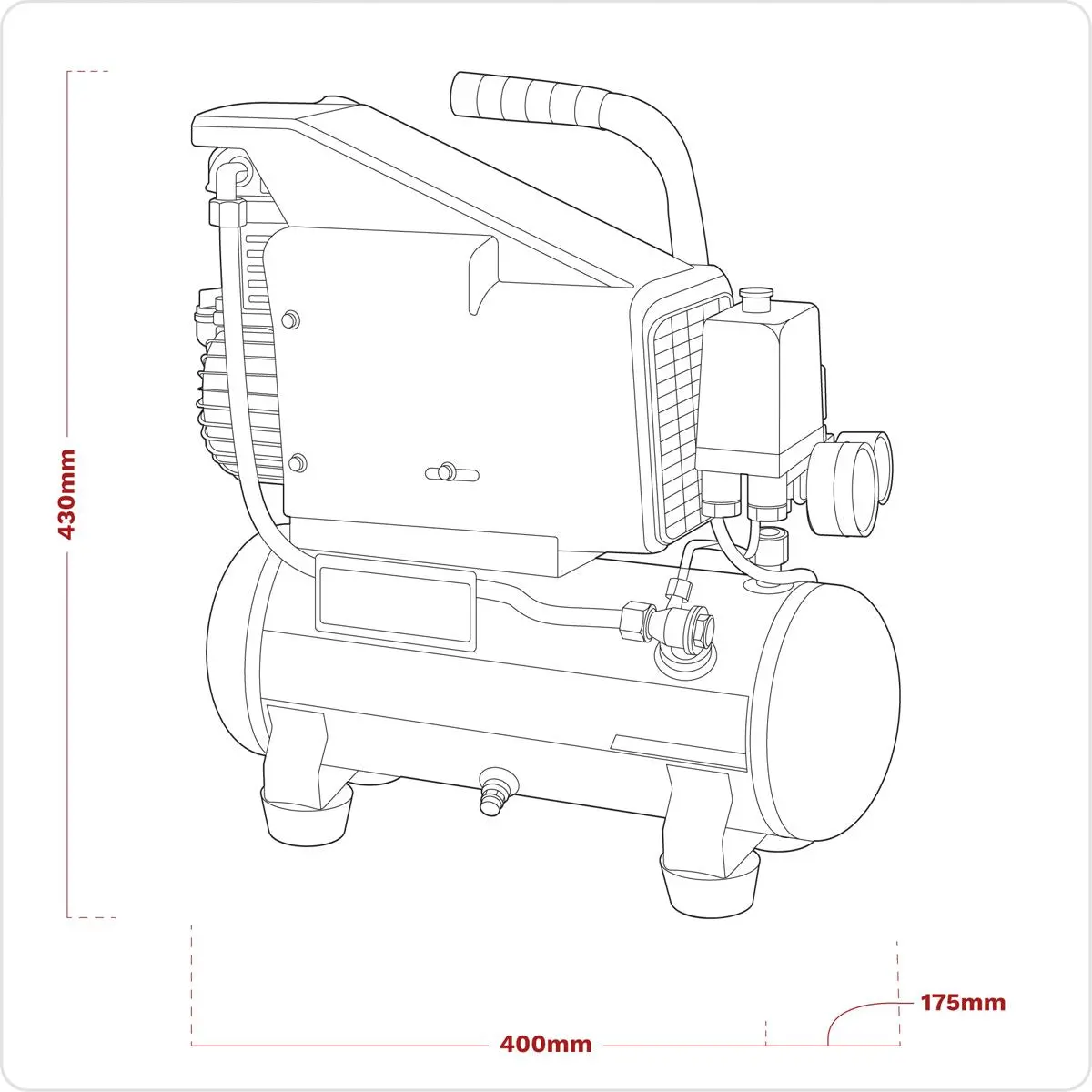 Sealey 6L Direct Drive Air Compressor 1hp - Image 7