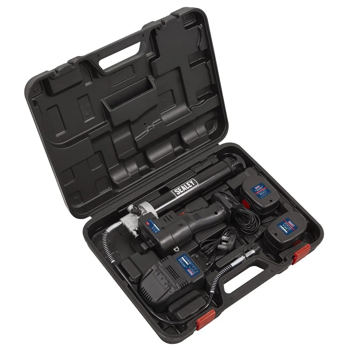 Sealey Cordless Grease Gun 12V Lubricant Dispenser Gun 1.7Ah Battery Charger