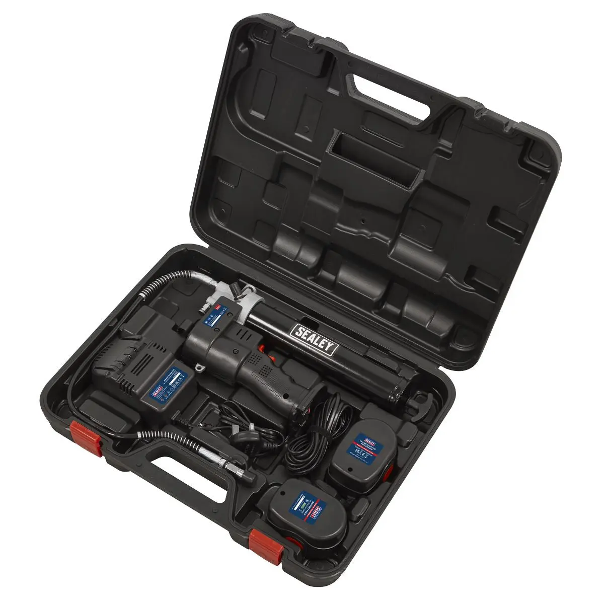 Sealey Cordless Grease Gun 12V Lubricant Dispenser Gun 1.7Ah Battery Charger - Image 5