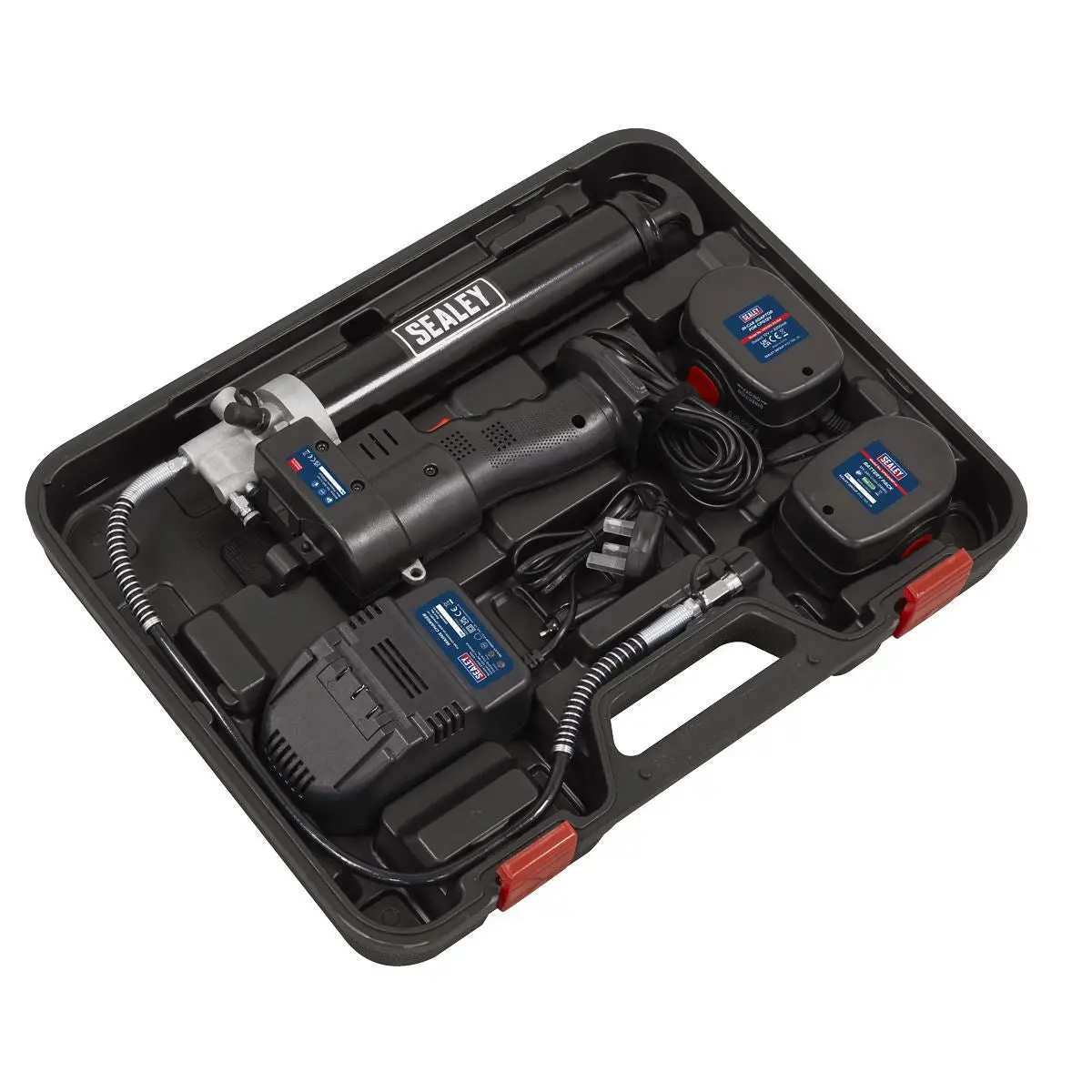 Sealey Cordless Grease Gun 12V Lubricant Dispenser Gun 1.7Ah Battery Charger - Image 6