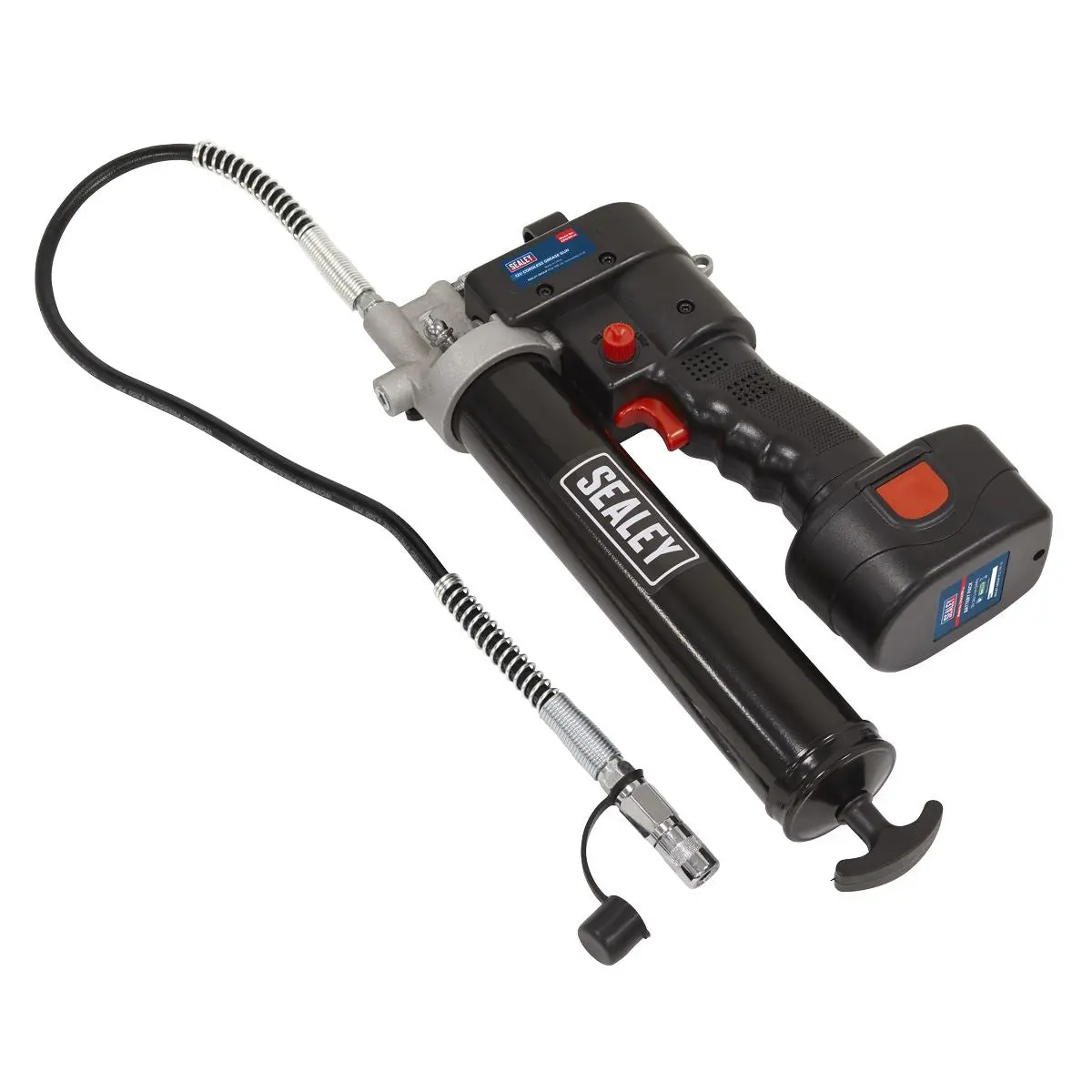 Sealey Cordless Grease Gun 12V Lubricant Dispenser Gun 1.7Ah Battery Charger - Image 8