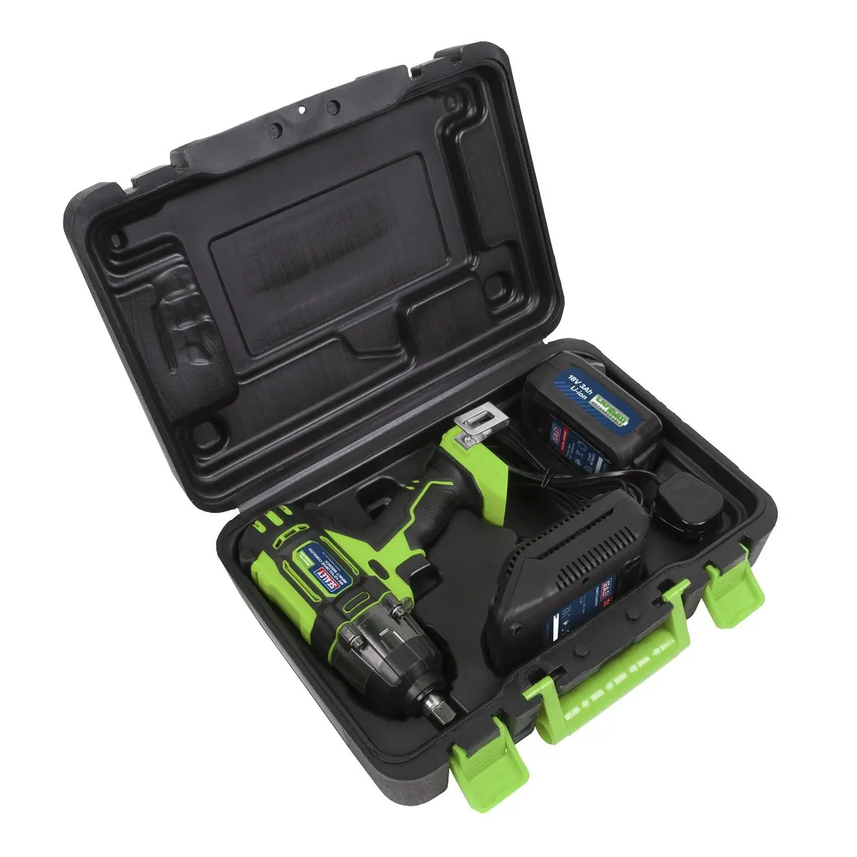 Sealey Cordless Impact Wrench 18V 3Ah Li-ion 1/2" Drive 400Nm Green Hi-Vis - Image 5