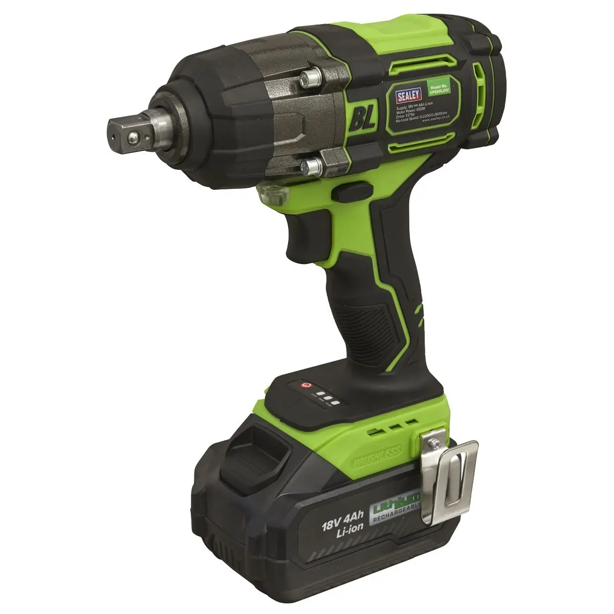 Sealey Cordless Impact Wrench 18V 4Ah Lithium-ion 1/2"Sq Drive - Image 4