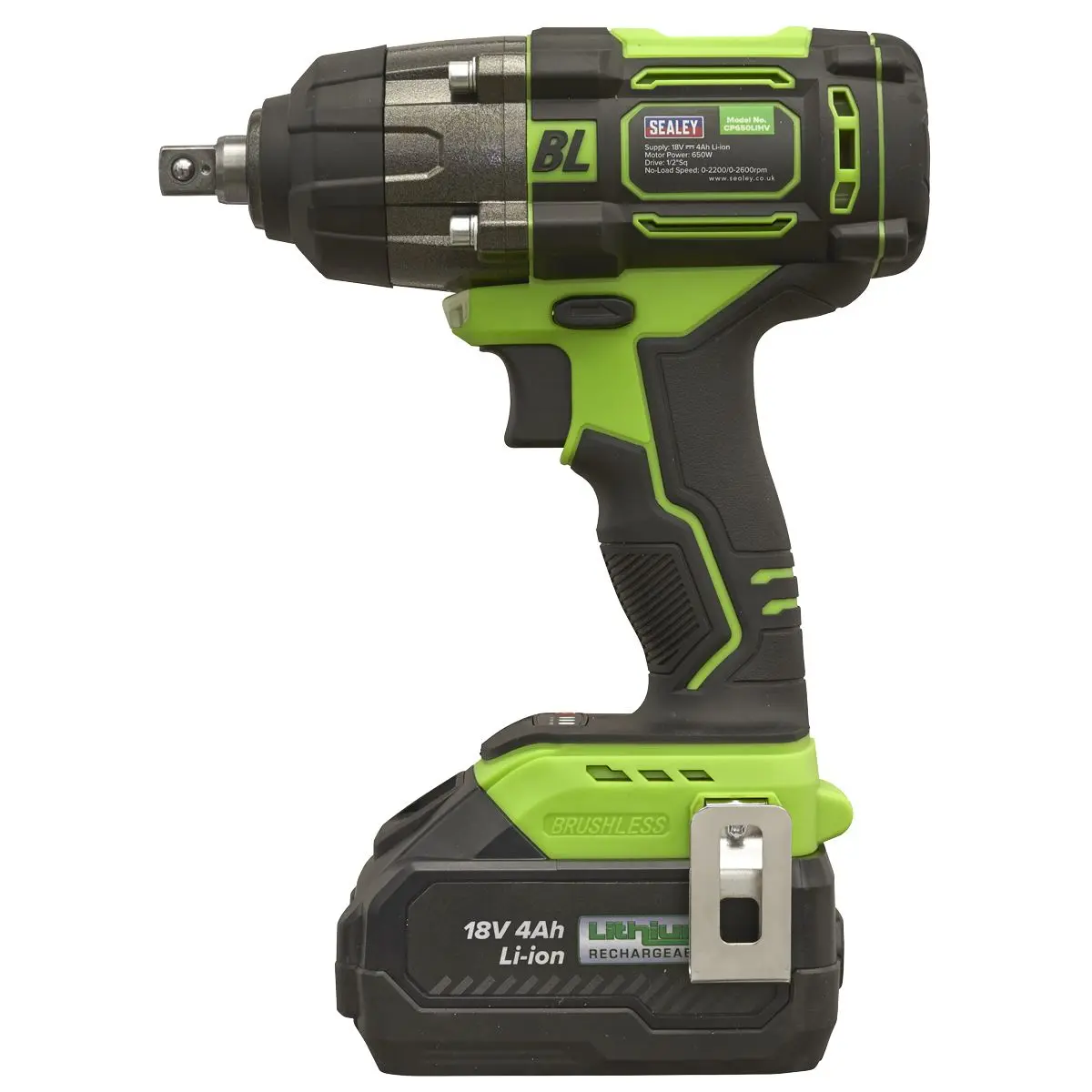 Sealey Cordless Impact Wrench 18V 4Ah Lithium-ion 1/2"Sq Drive - Image 6