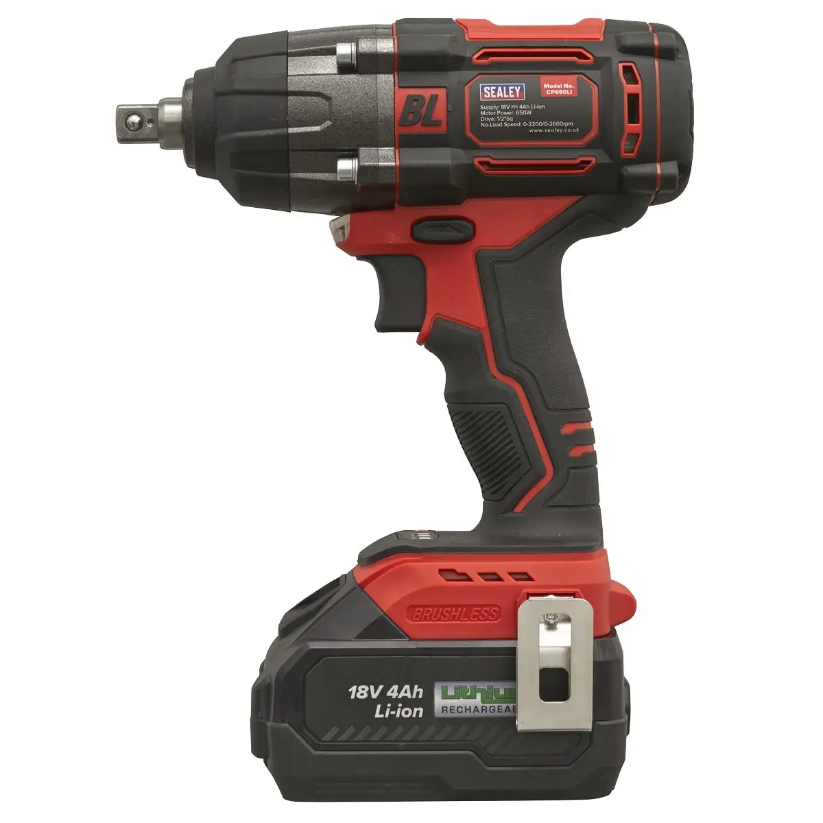Sealey Cordless Brushless Impact Wrench 18V 4Ah Lithium-ion 1/2"Sq Drive - Image 11
