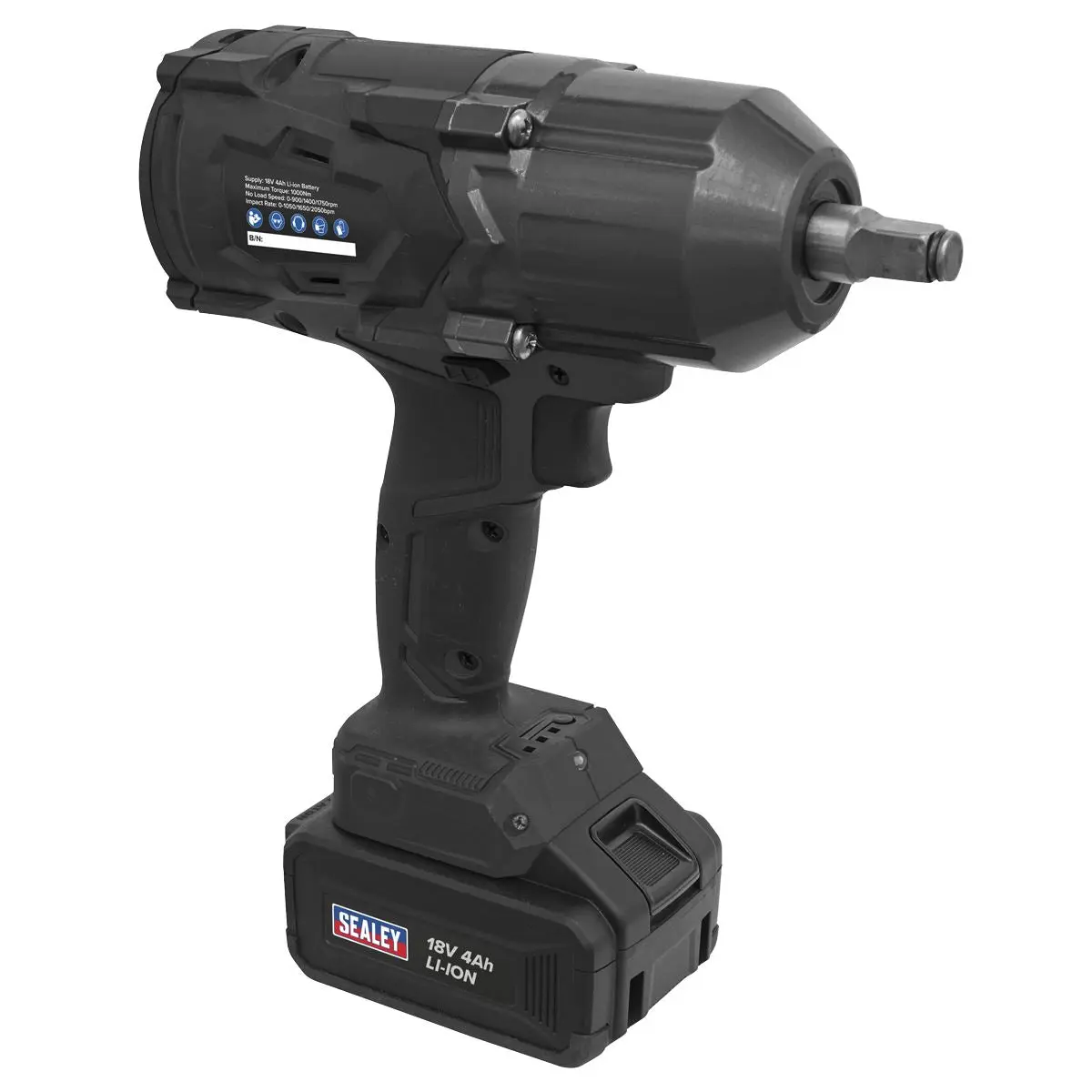 Sealey Cordless Impact Wrench 18V 4Ah Lithium-ion 1/2"Sq Drive - Image 7
