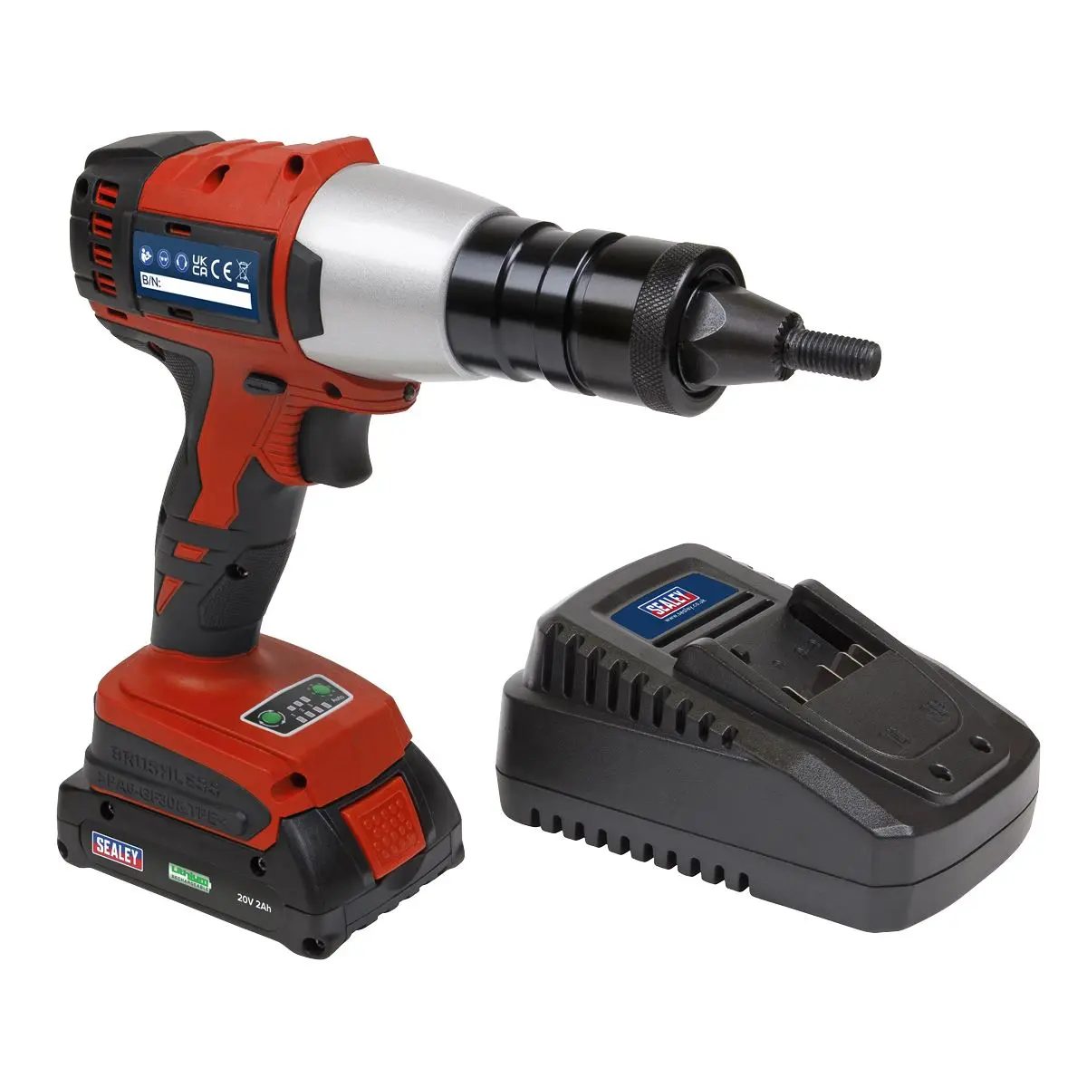 Sealey Brushless Cordless Nut Riveter 20V 2Ah Lithium-ion - Image 2