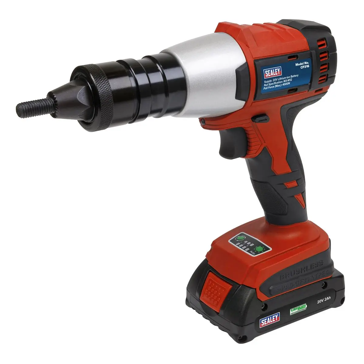 Sealey Brushless Cordless Nut Riveter 20V 2Ah Lithium-ion - Image 5