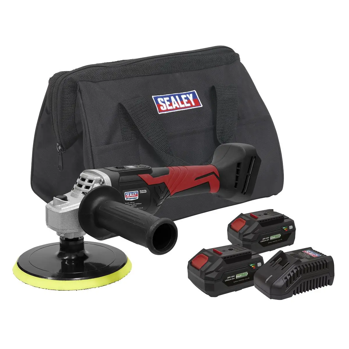 Sealey Premier Cordless Rotary Polisher Kit 20V 4Ah SV20 Series Ø150mm - 2 Batteries