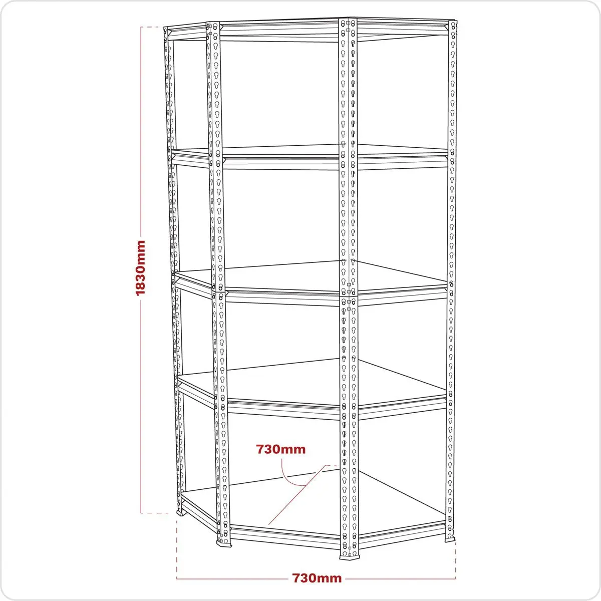 Sealey Corner Racking Unit 5 Level 150kg Capacity Per Level - Image 4