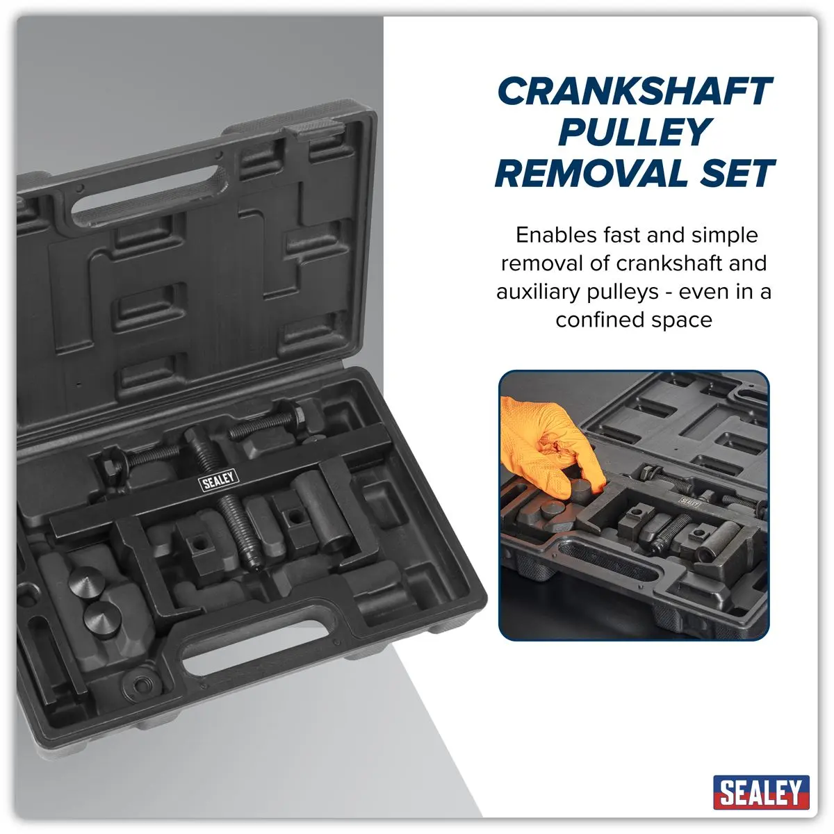 Sealey Crankshaft Pulley Removal Tool Set 12pc - Image 4