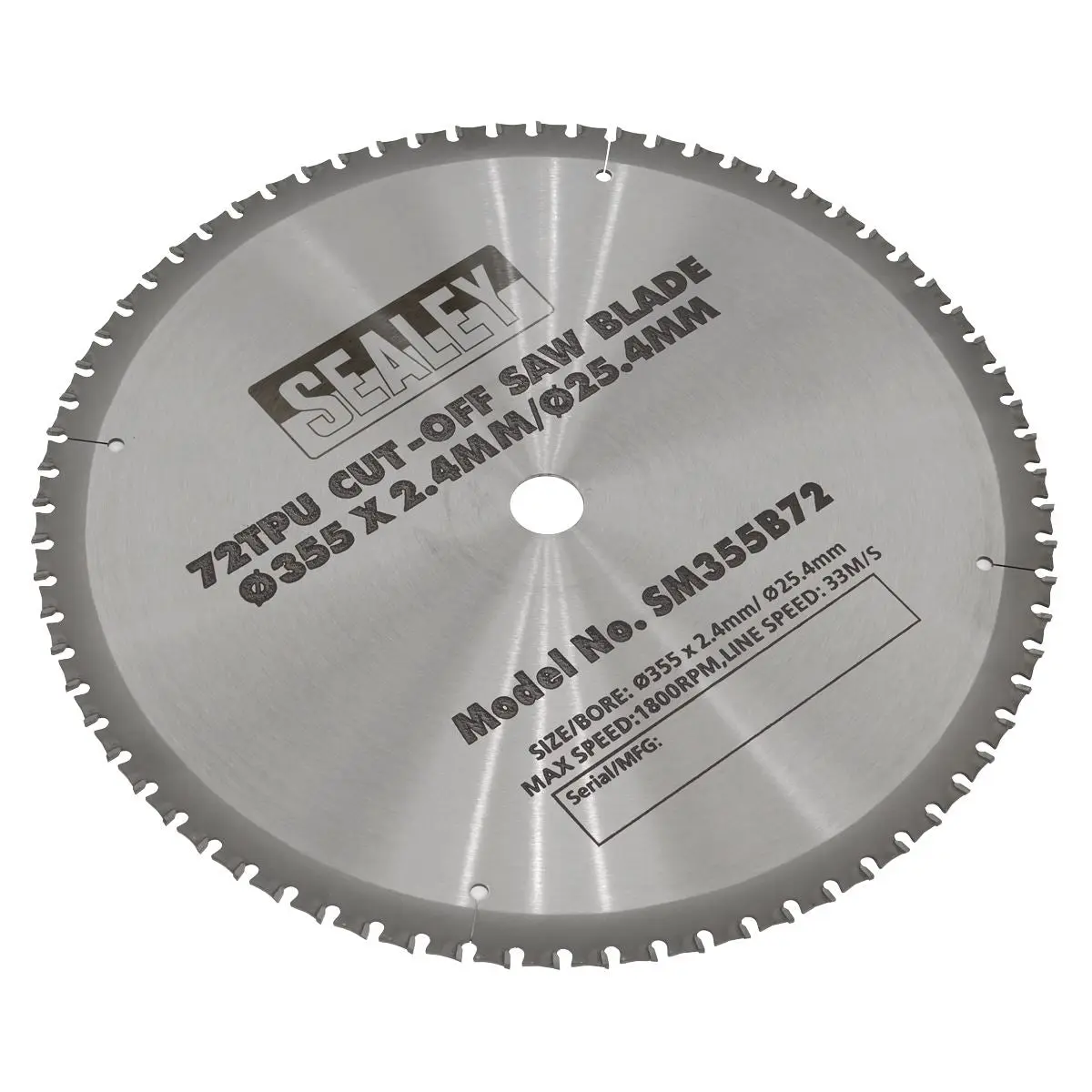 Sealey Cut-Off Saw Blade Ø355 x 2.4mm/Ø25.4mm 72tpu