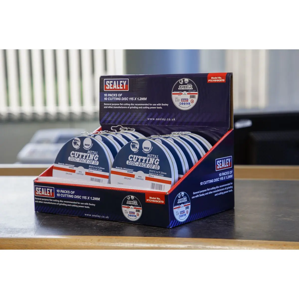 Sealey Cutting Disc 115 x 1.2mm Countertop Display Box 10 Packs of 10 - Image 4