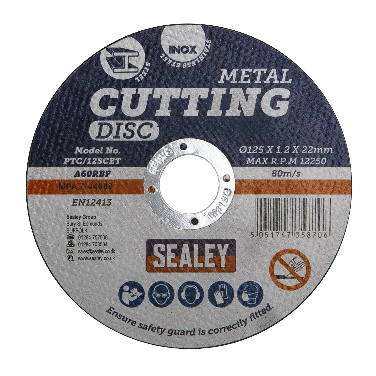 Sealey Cutting Disc Ø125 x 1.2mm Ø22mm Bore - Image 2