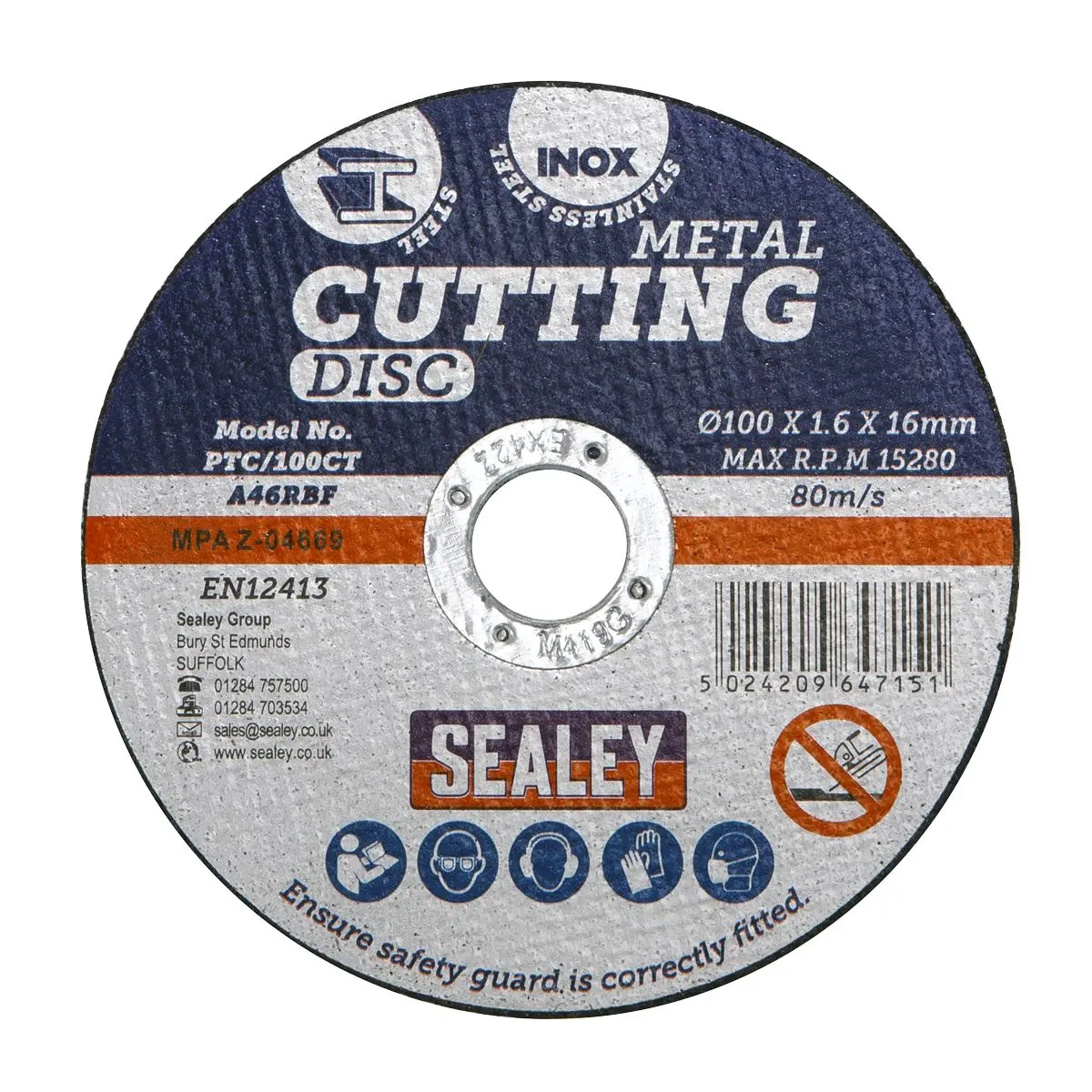 Sealey Cutting Disc Pack of 50 Ø100 x 1.6mm Ø16mm Bore - Image 5