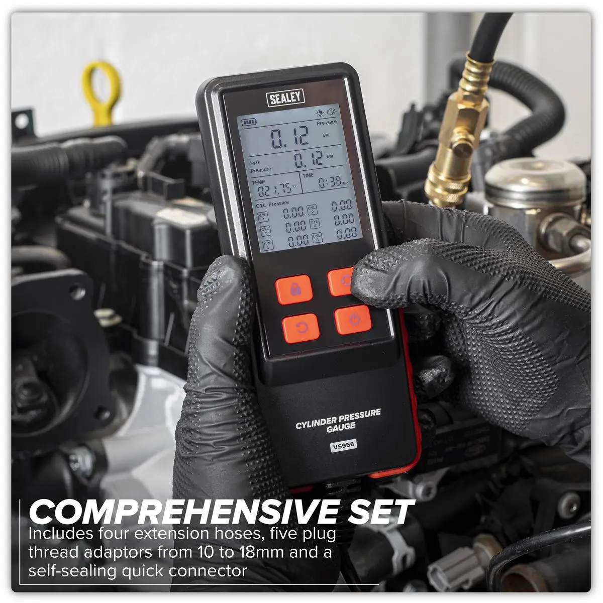 Sealey Digital Compression Test Kit 10pc - Image 8