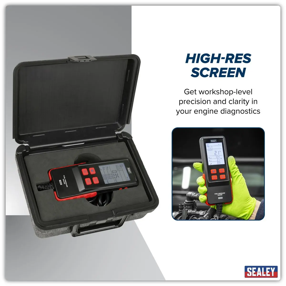 Sealey Digital Fuel Injection Pressure Test Kit for GDI Fuel Circuits 6pc - Image 8
