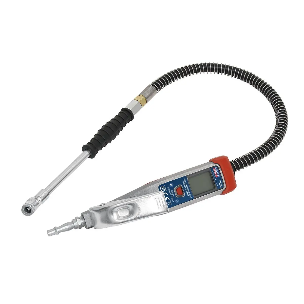 Sealey Digital Tyre Inflator 0.5m Hose with Twin Push-On Connector - Image 2