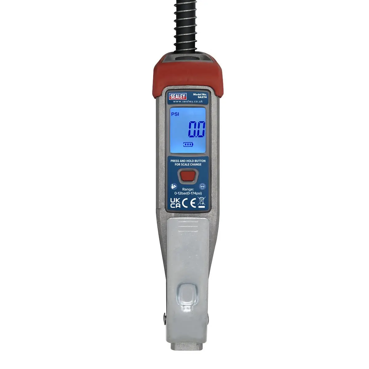 Sealey Digital Tyre Inflator 0.5m Hose with Twin Push-On Connector - Image 3