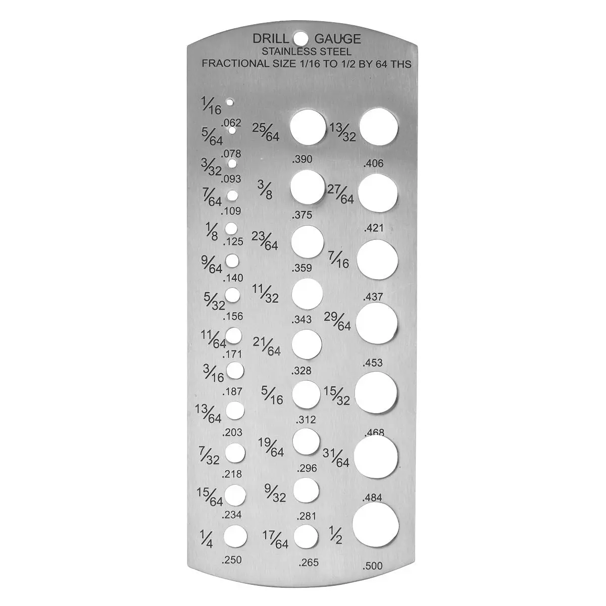 Sealey Drill Gauge Imperial 1/16"-1/2" Stainless Steel Size Guide - Image 3