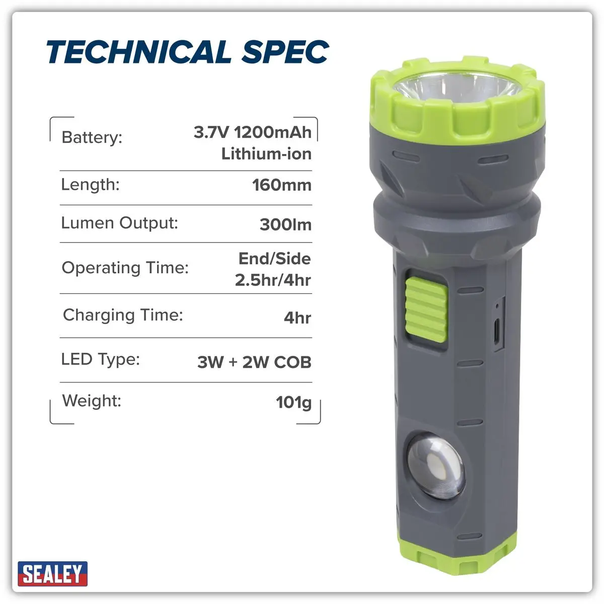 Sealey Dual Mode Hand Torch 3W & 2W COB LED - Image 13