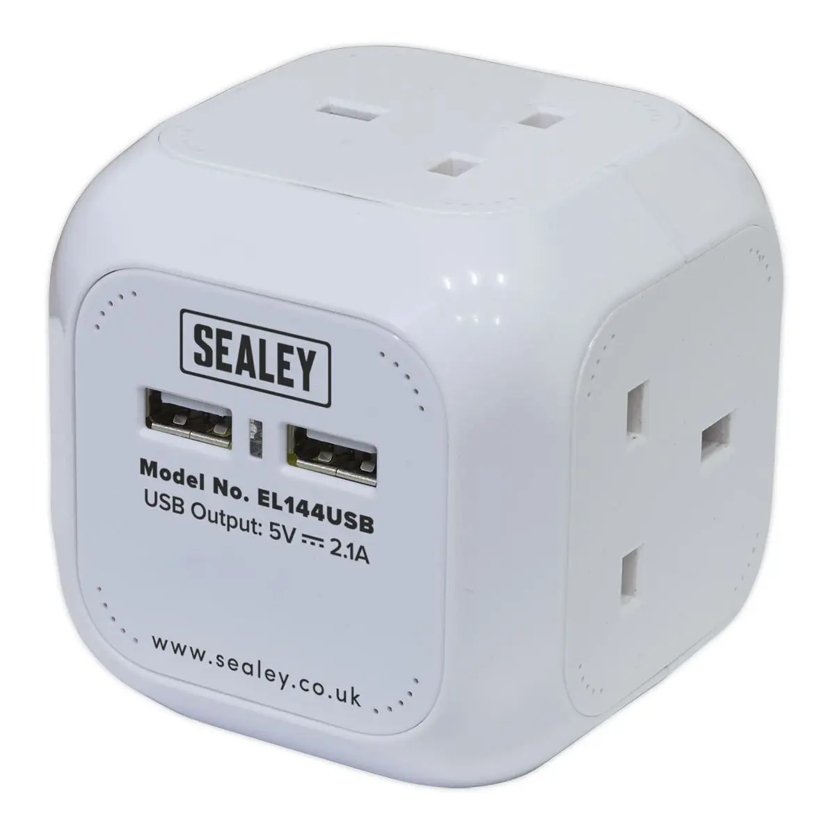 Sealey Extension Cable Cube 1.4m 4 x 230V & 2 x USB Sockets - White - Image 4