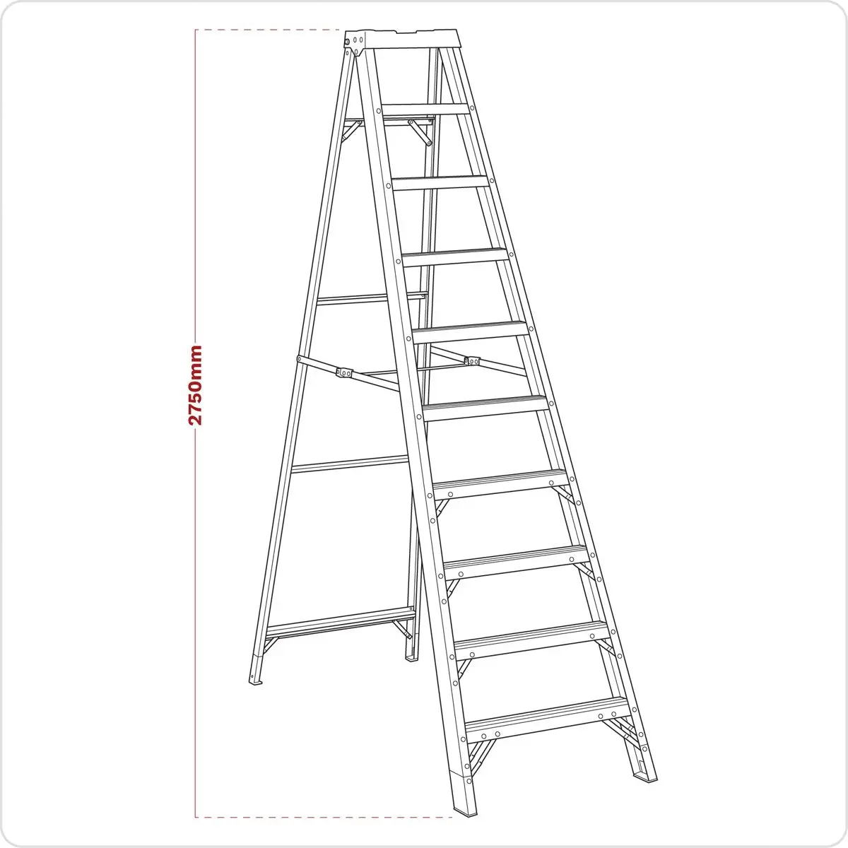Sealey Fibreglass Step Ladder 9-Tread EN 131 - Image 2
