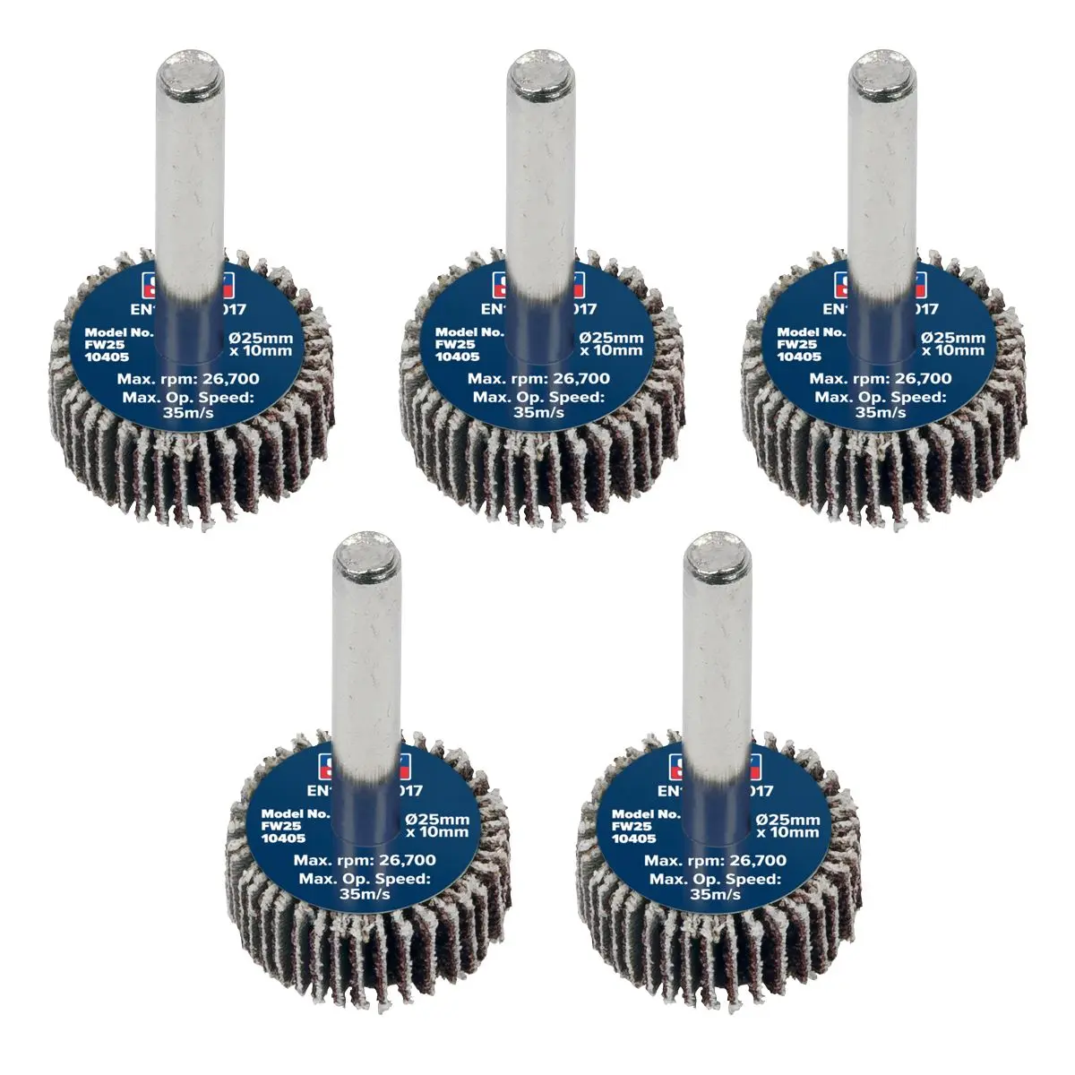 Sealey Abrasive Flap Wheel Ø25 x 10mm Ø6mm Shaft 40Grit - Pack of 5