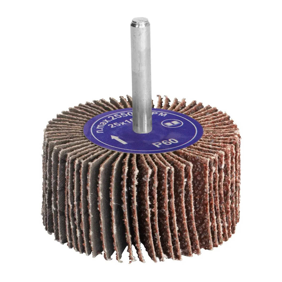 Sealey Abrasive Flap Wheel Ø25 x 10mm Ø6mm Shaft 60Grit - Image 2