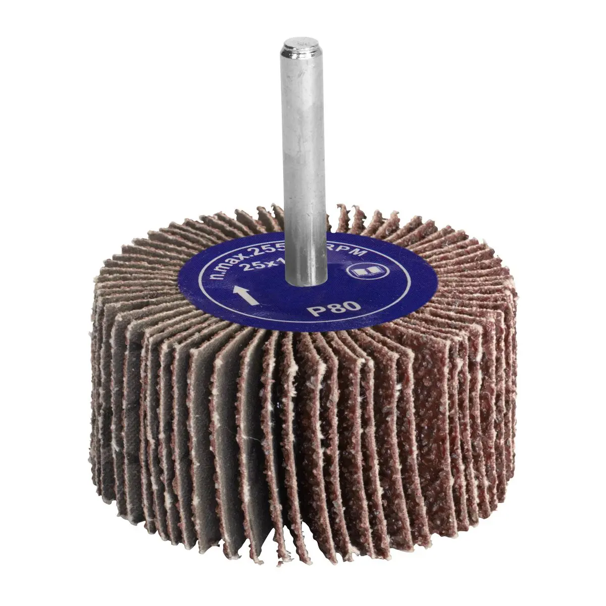 Sealey Abrasive Flap Wheel Ø25 x 10mm 6mm Shaft 80Grit - Image 2