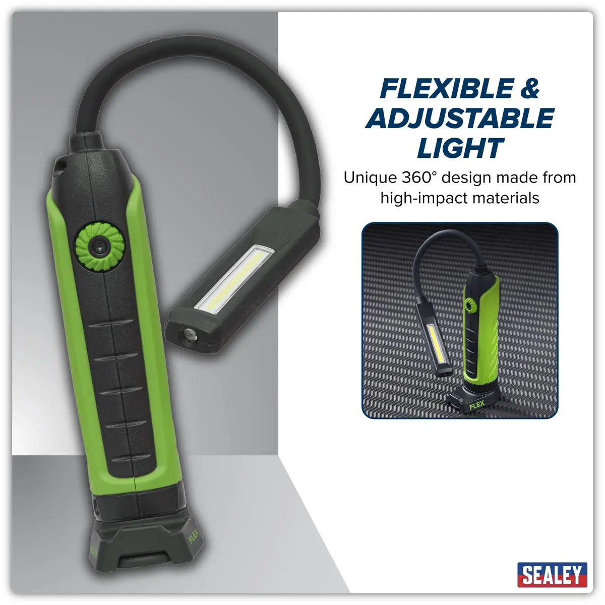 Sealey Flexi COB LED Rechargeable Inspection Lamp Magnetic Base 500 Lumens - Image 3