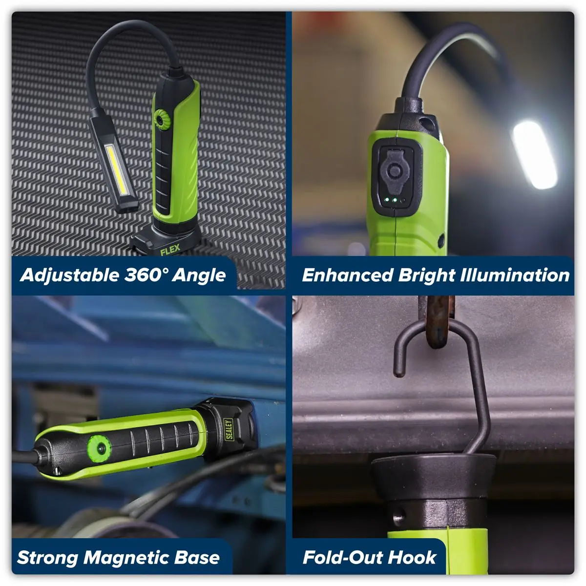 Sealey Flexi COB LED Rechargeable Inspection Lamp Magnetic Base 500 Lumens - Image 6