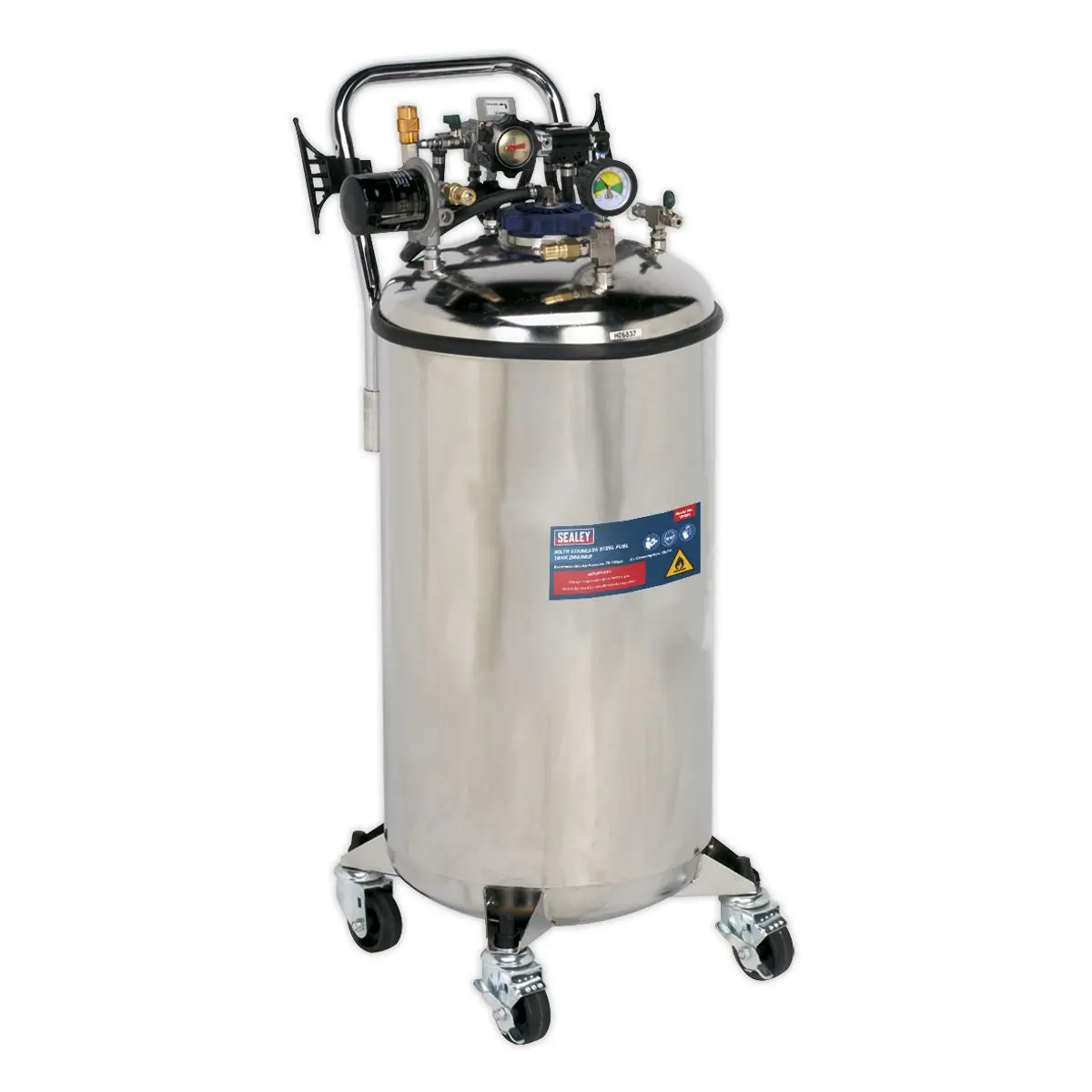 Sealey Fuel Tank Drainer 90L Stainless Steel - Image 2