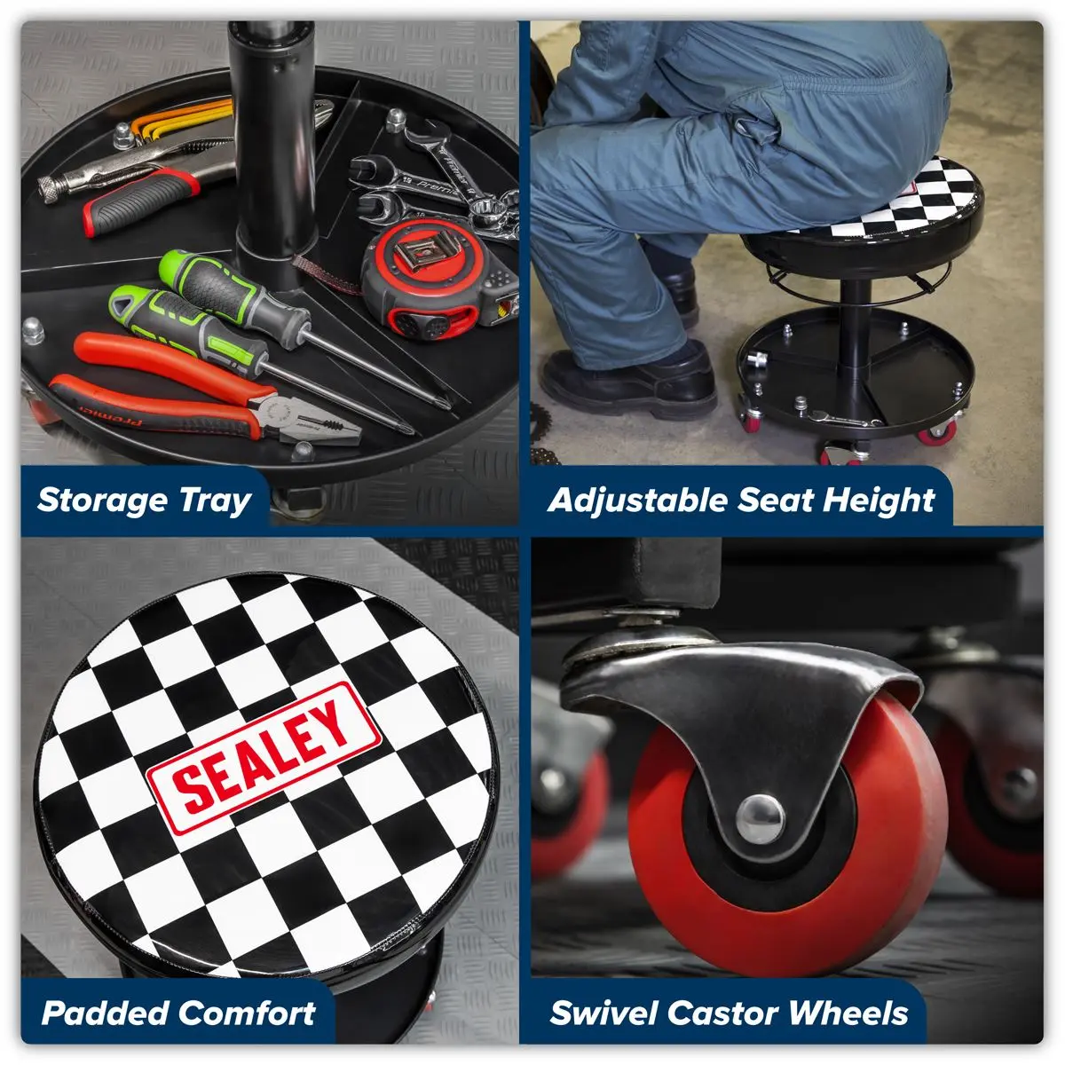 Sealey Pneumatic Mechanic's Seat - Image 7