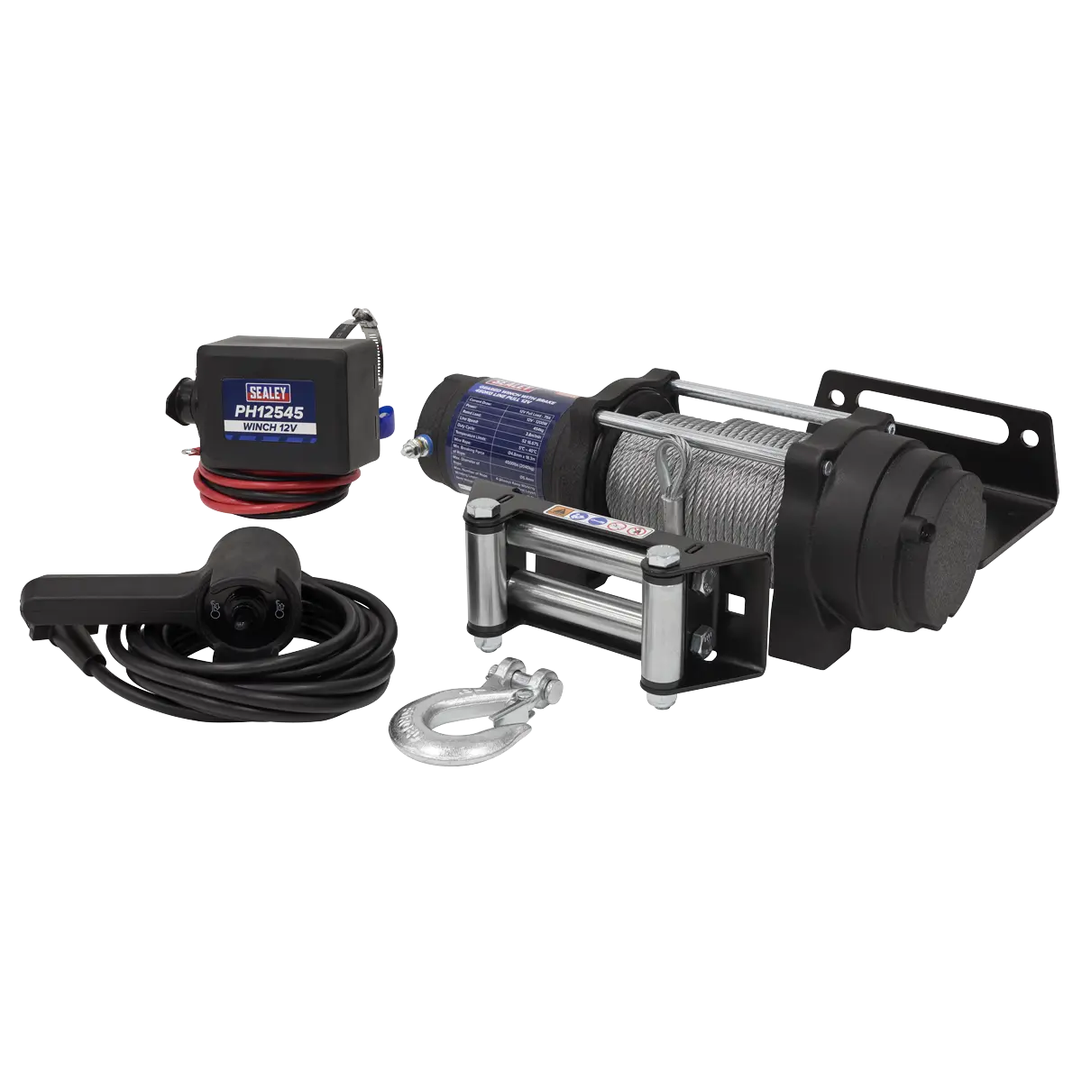 Sealey Geared Winch with Brake 450kg Line Pull 12V - Image 3