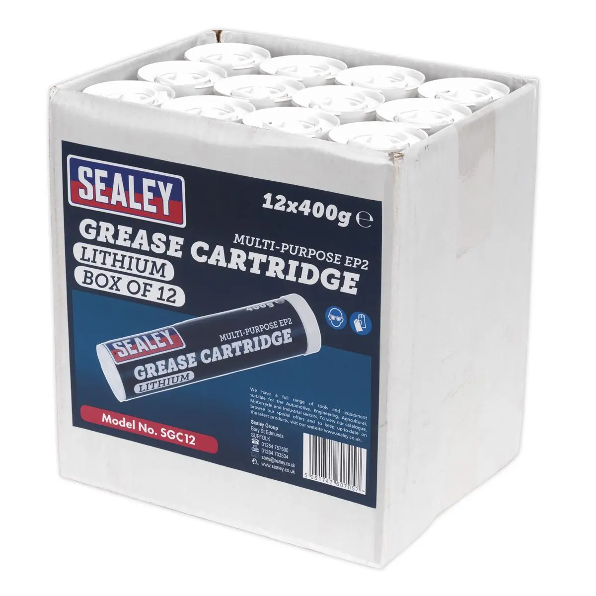Sealey Grease Cartridge EP2 Lithium 400g Pack of 12 - Image 2