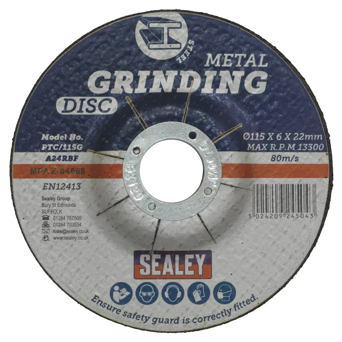 Sealey Grinding Disc Ø115 x 6mm Ø22mm Bore - Pack of 12 - Image 6