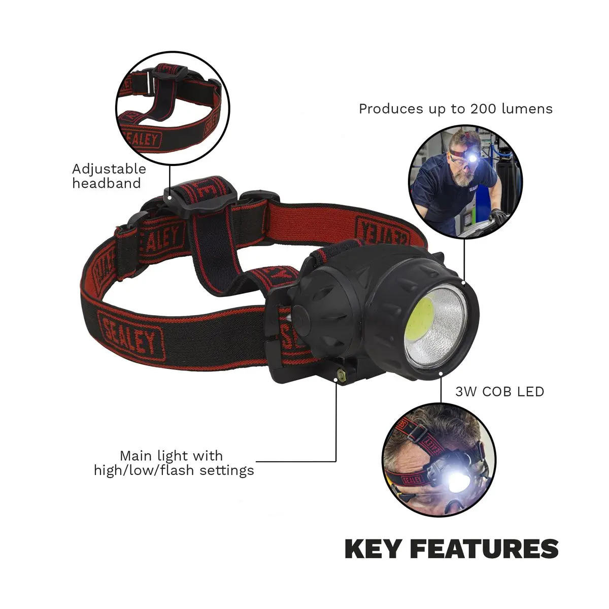 Sealey Head Torch 3W COB LED - Image 5
