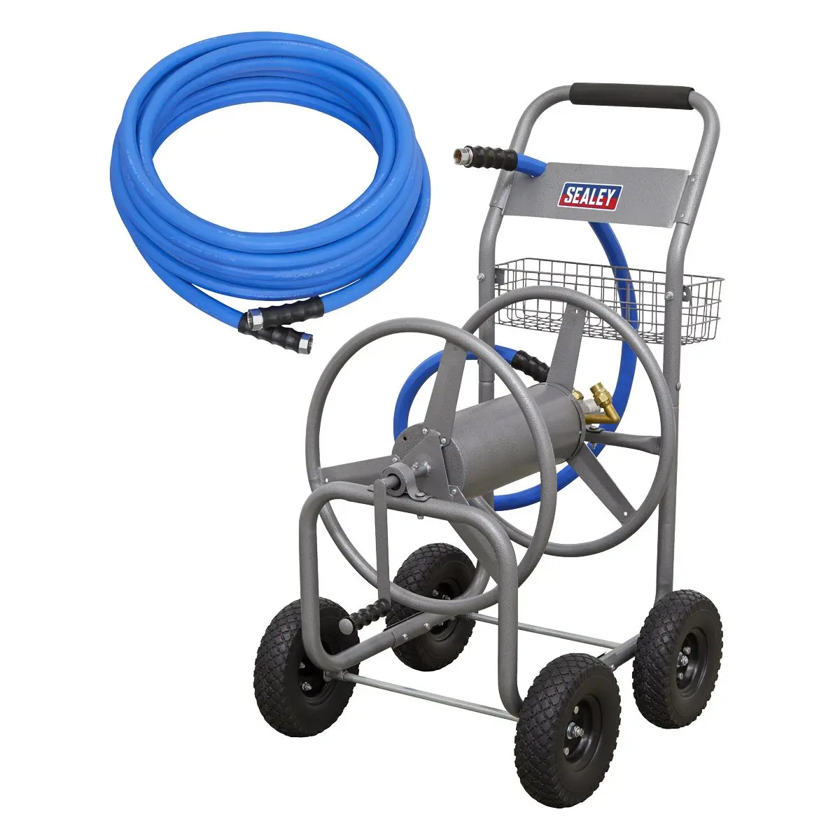 Sealey Heavy-Duty Hose Reel Cart with 50m Heavy-Duty Ø19mm Hot & Cold Rubber Water Hose - Image 8