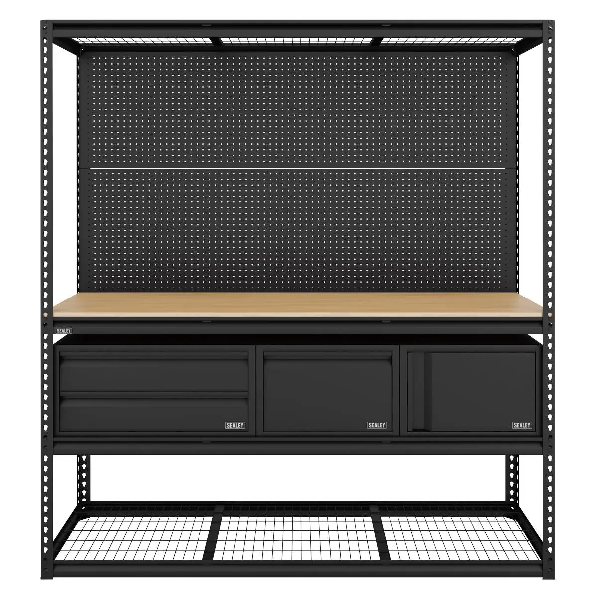 Sealey Heavy-Duty Modular Workbench & Racking Kit with 3 Storage Units - Image 3
