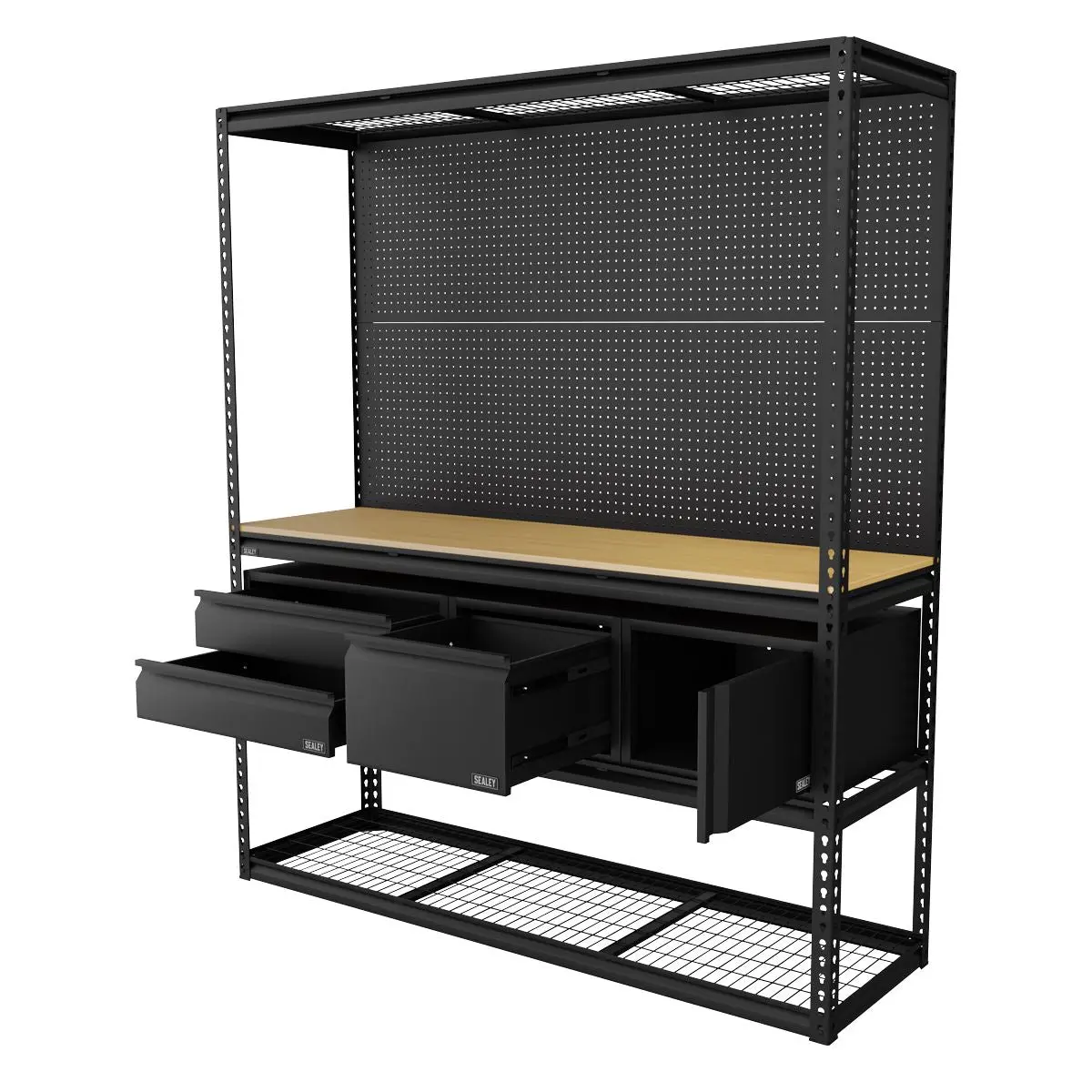 Sealey Heavy-Duty Modular Workbench & Racking Kit with 3 Storage Units - Image 5