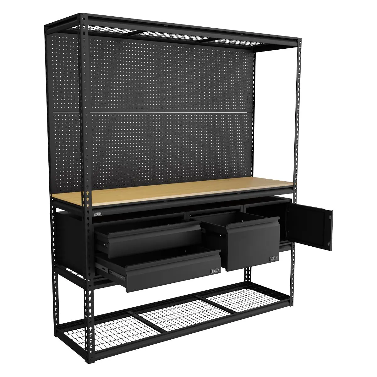 Sealey Heavy-Duty Modular Workbench & Racking Kit with 3 Storage Units - Image 6