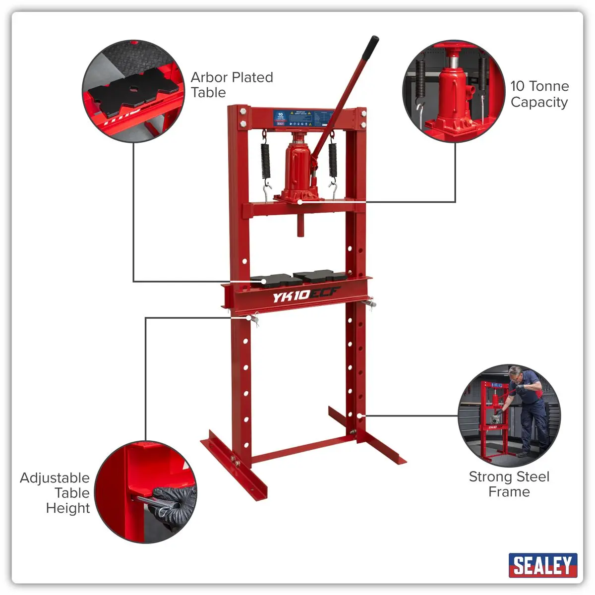 Sealey Hydraulic Floor Type Press 10 Tonne - Image 7