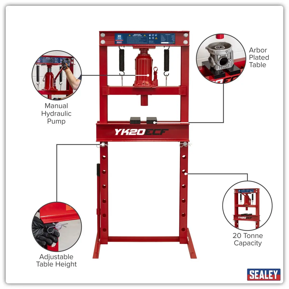 Sealey Hydraulic Floor Type Press 20 Tonne - Image 9